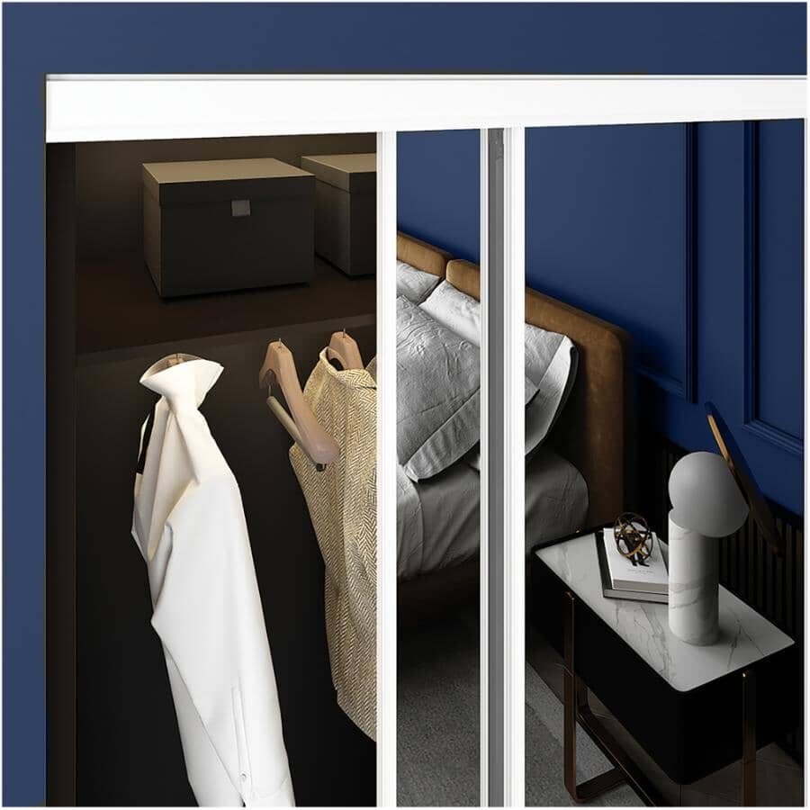 Mirror Sliding Closet Door - Top Roll + White, 60" x 80"