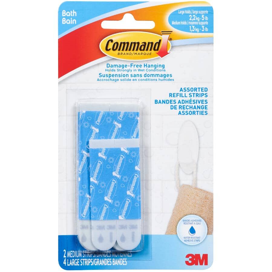 2 Medium, 4 Large Refill Water Resistant Adhesive Strips