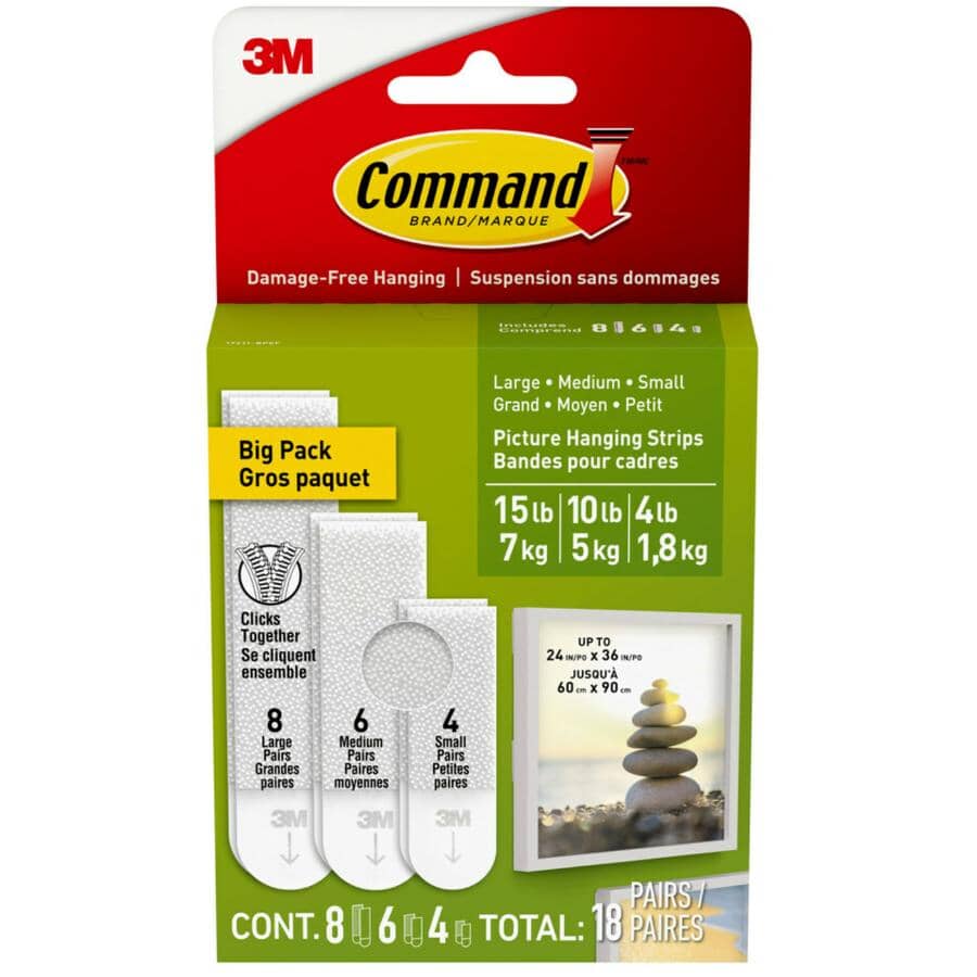 Big Pack Picture Hanging Strips - Assorted Sizes