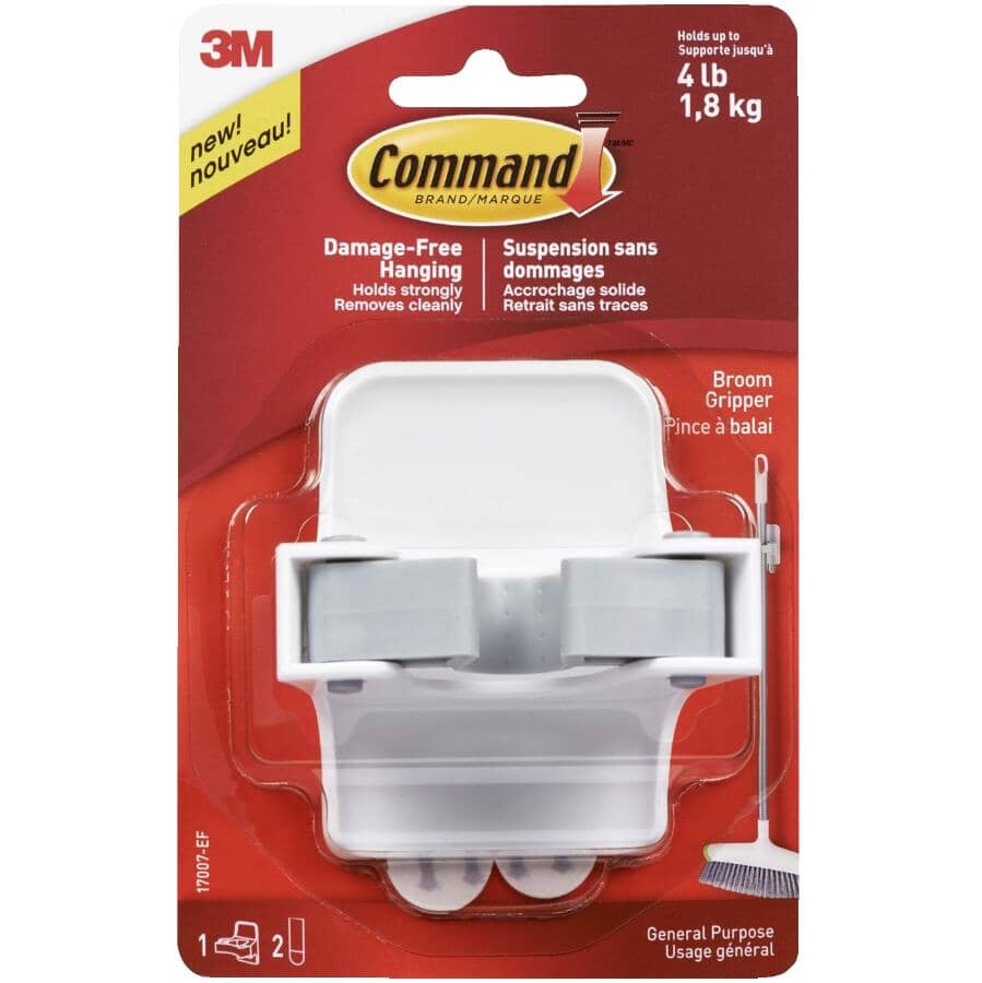 Broom Clip, for Wall With Adhesive Strips
