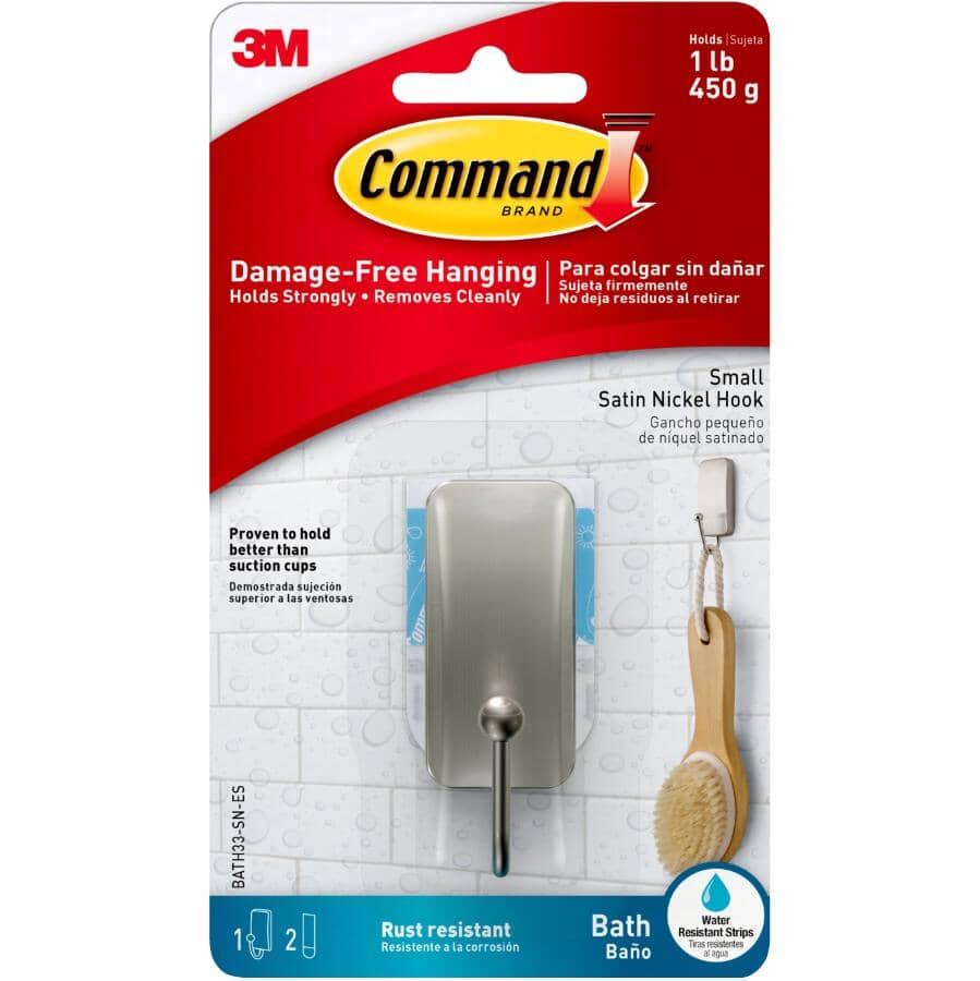 Small Satin Nickel Adhesive Bath Hook