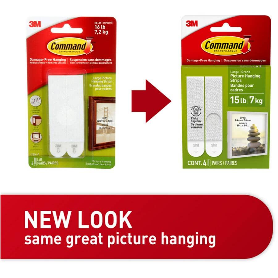 White Adhesive Picture Hanger Strips - Large, 8 pack