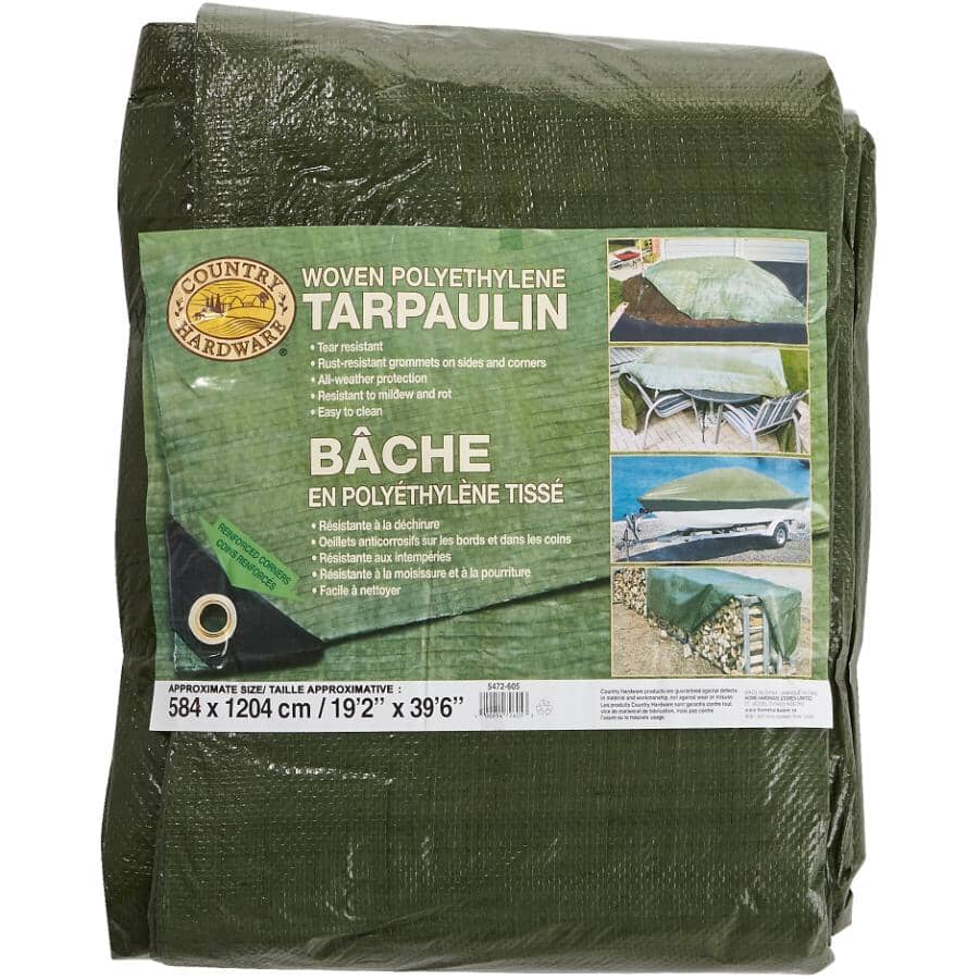20' x 40' Olive Green Poly Tarpaulin