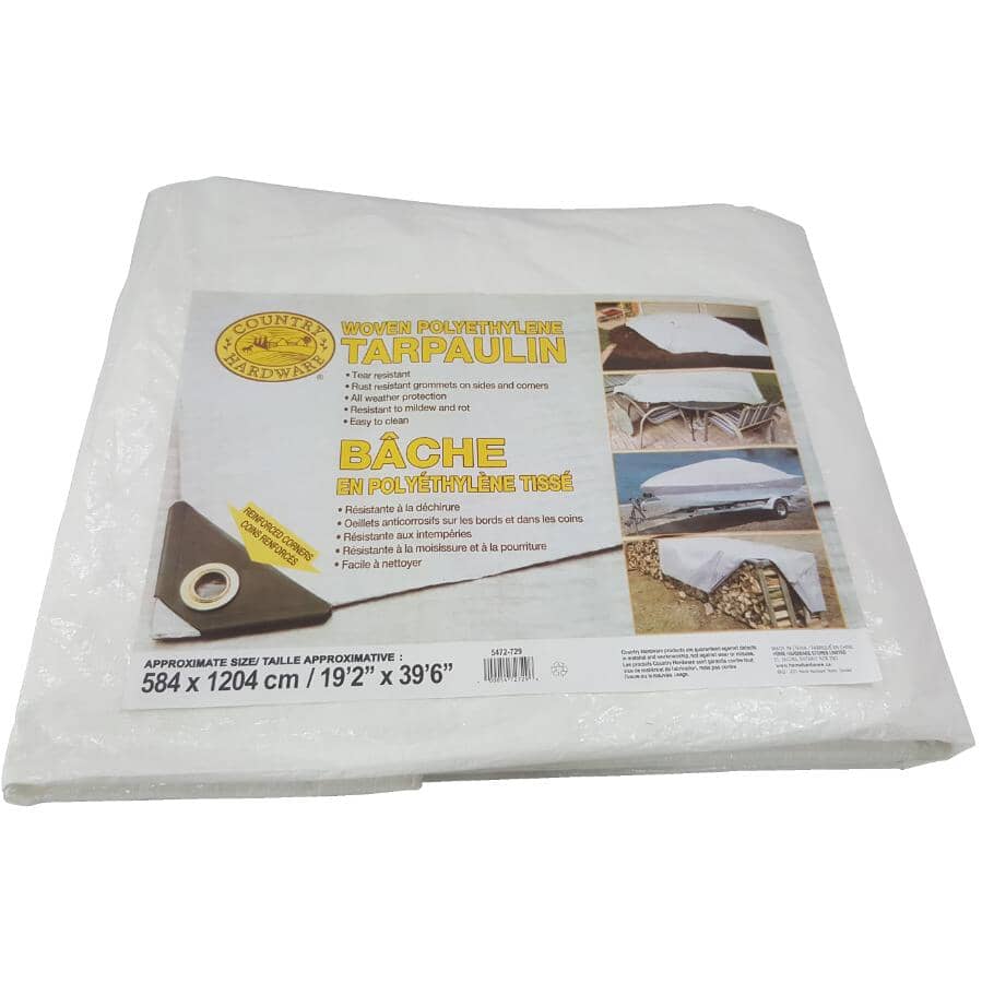 20' x 40' White Poly Tarpaulin