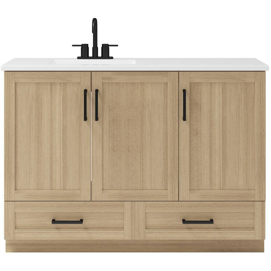 49" x 19" Marien Vanity with Cultured Marble Top - 3 Doors + 2 Drawers, Brown