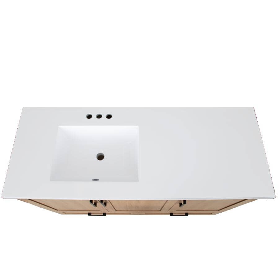 49" x 19" Marien Vanity with Cultured Marble Top - 3 Doors + 2 Drawers, Brown