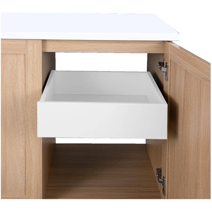 49" x 19" Marien Vanity with Cultured Marble Top - 3 Doors + 2 Drawers, Brown