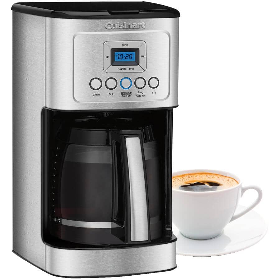 Programmable Drip Coffee Maker with Permanent Filter (DCC-3200C) - Stainless Steel & Black, 14 Cup