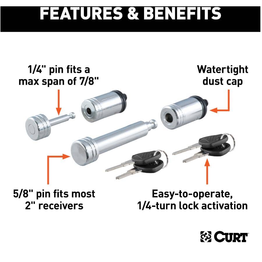 5/8" Hitch & 1/4" Coupler Lock Set - Chrome
