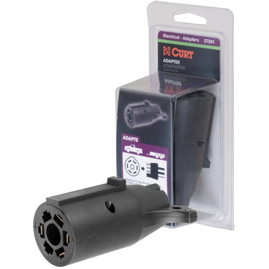 7-Way RV Blade Vehicle to 4-Flat Trailer Electrical Adapter