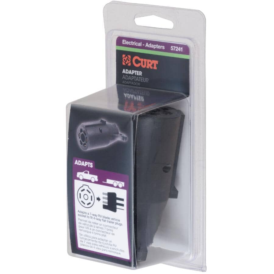 7-Way RV Blade Vehicle to 4-Flat Trailer Electrical Adapter