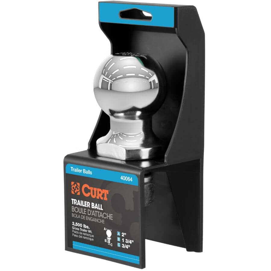 Interlock Towing Hitch Ball - Chrome, 2"