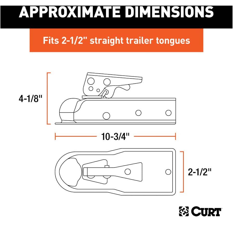 Straight-Tongue Coupler with Posi-Lock - 2" x 2-1/2"