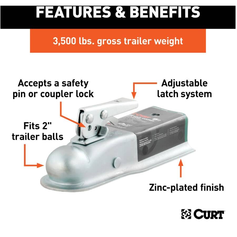 Straight-Tongue Coupler with Posi-Lock - 2" x 2-1/2"