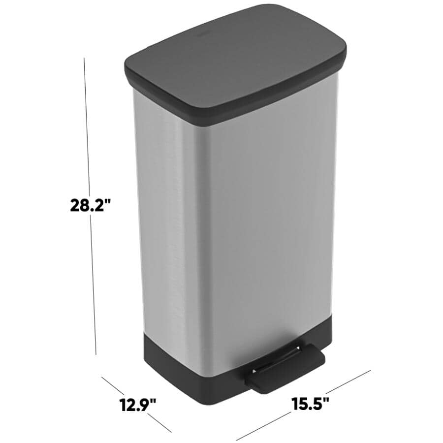Deco Stainless Steel Step-On Garbage Can - 50 L