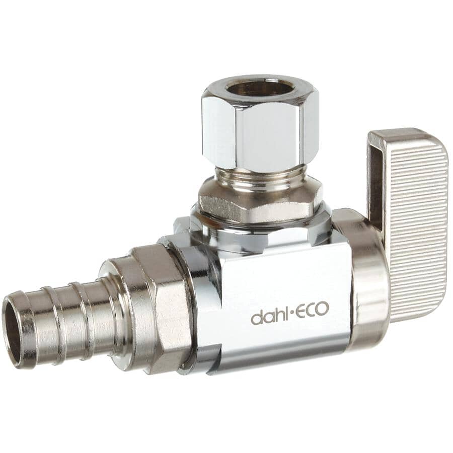 1/2" PEX x 3/8" Outside Diameter Compression Angle Brass Ball Valve