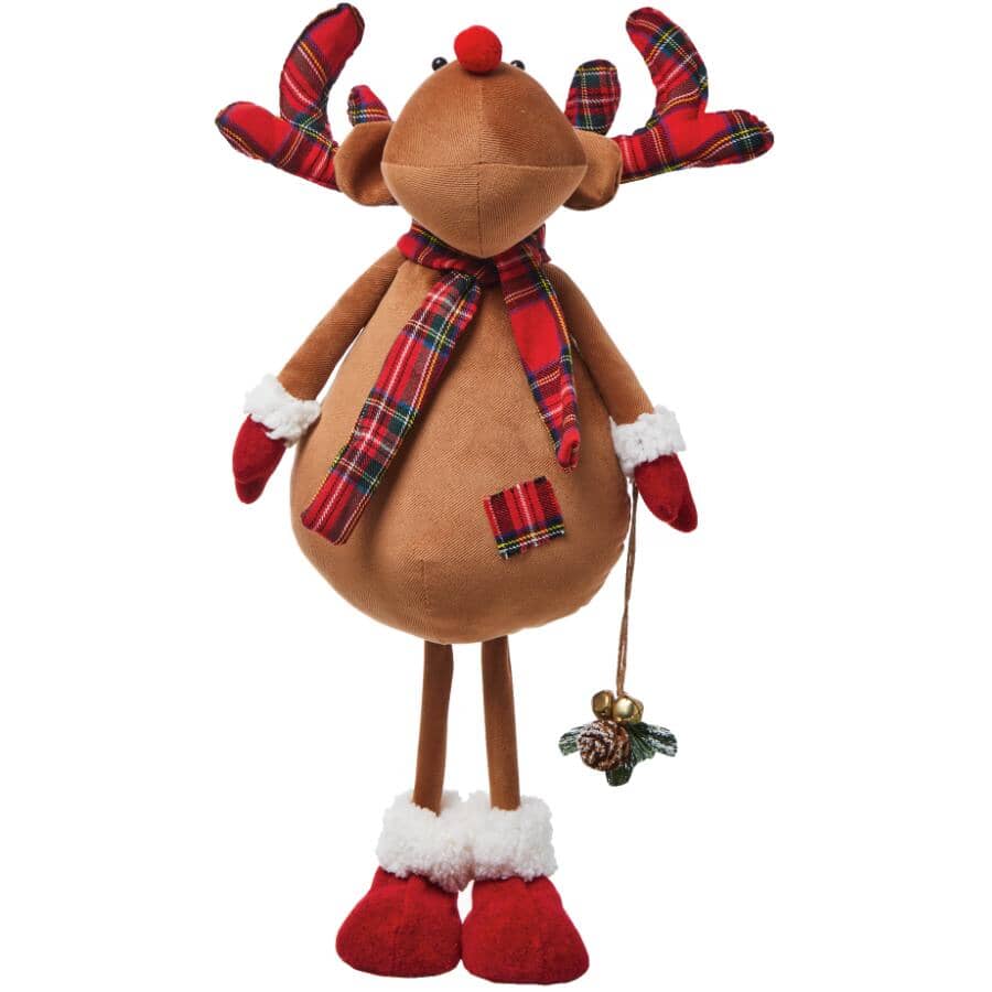 22.4" Standing Reindeer Decor - Brown & Red