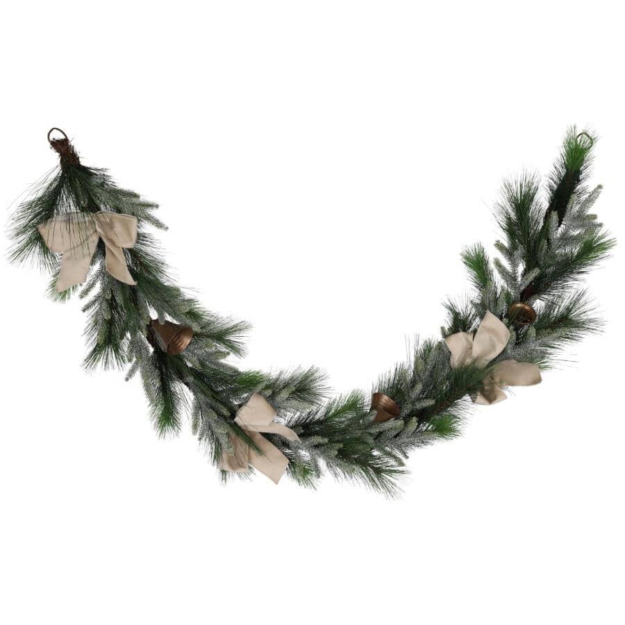 6' Mixed Garland - with Beige Bows & Bells
