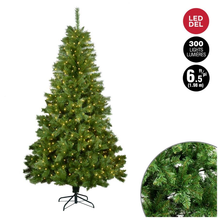 6.5' Noble Pine Tree - with 300 Warm White Microdot Tape LEDs