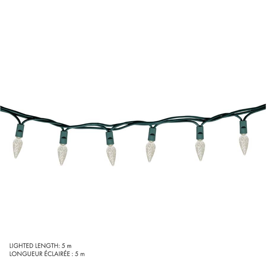 C6 Light Set with Green Wire - Warm White, 50 LEDs