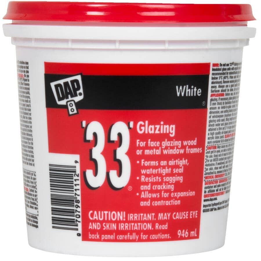 33 Window Glazing Compound - White, 946 ml