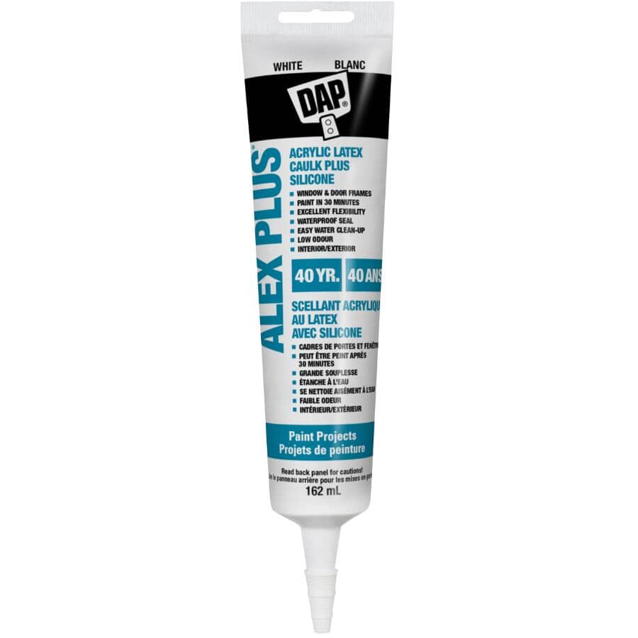 Alex Plus Acrylic Latex Caulk Plus Silicone - Brilliant White, 162 ml