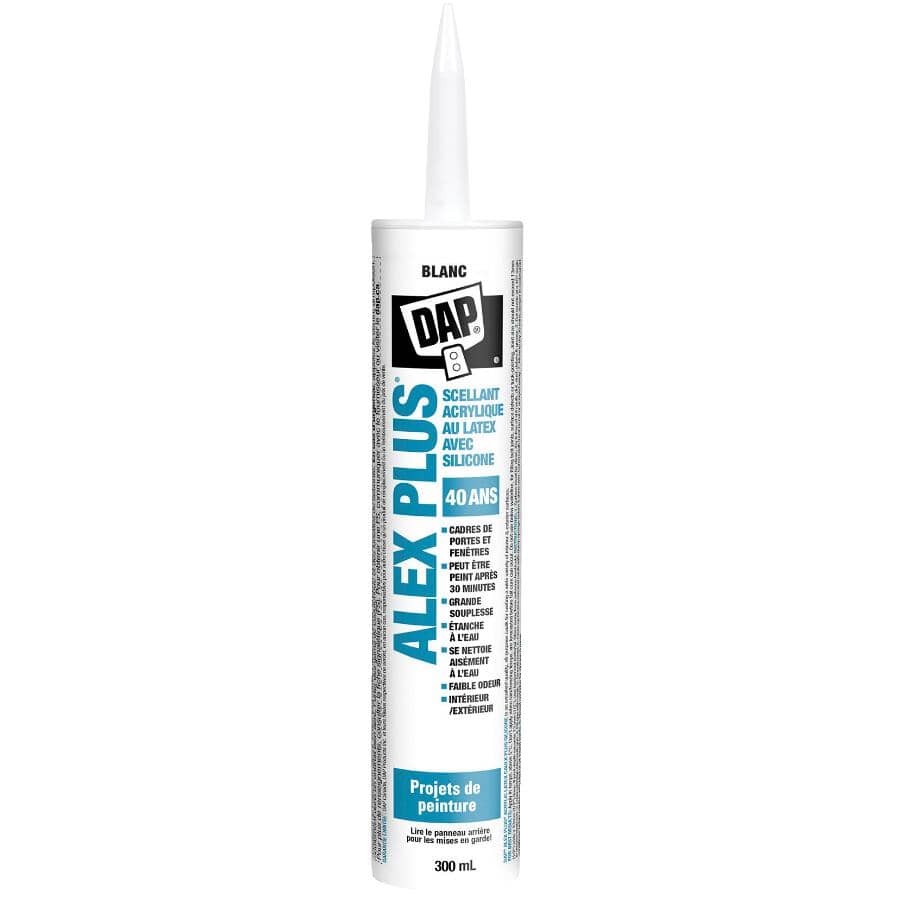 Alex Plus Acrylic Latex Caulk Plus Silicone - Brilliant White, 300 ml