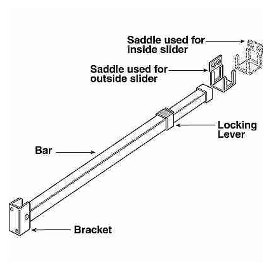 48" Adjustable White Sliding Patio Door Security Bar