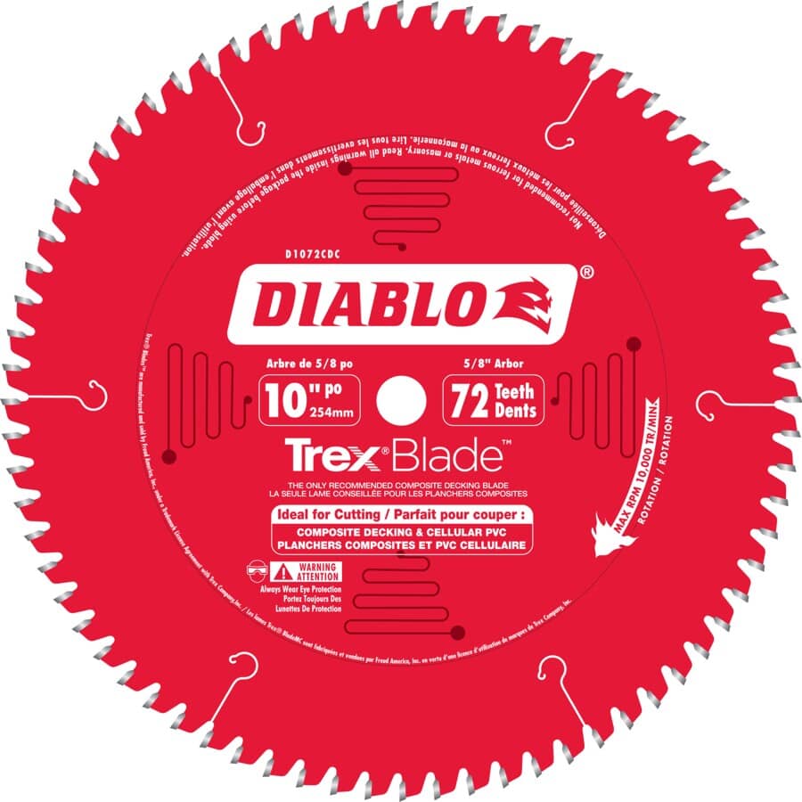 10" 72 Tooth Carbide Composite Deck Circular Saw Blade