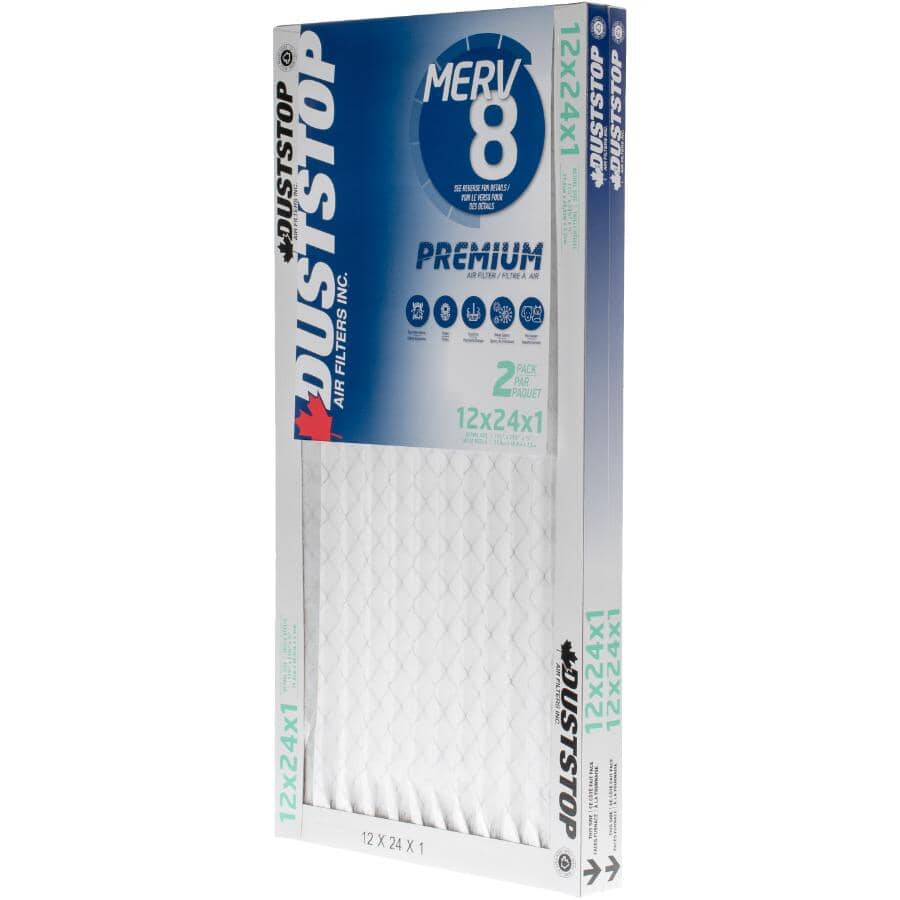 Pleated Furnace Filters - 1" x 12" x 24", 2 Pack