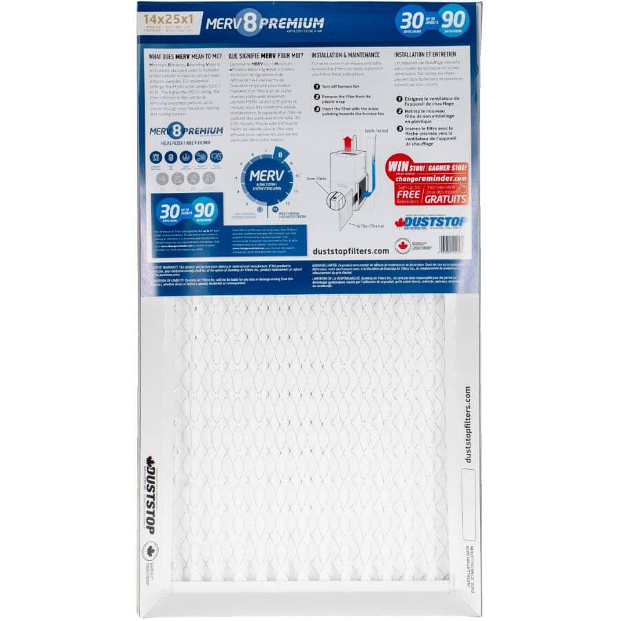 Pleated Furnace Filters - 1" x 14" x 25", 2 Pack