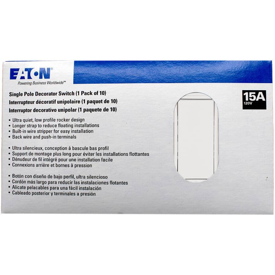 10 Pack Single Pole White Decorator Light Switches