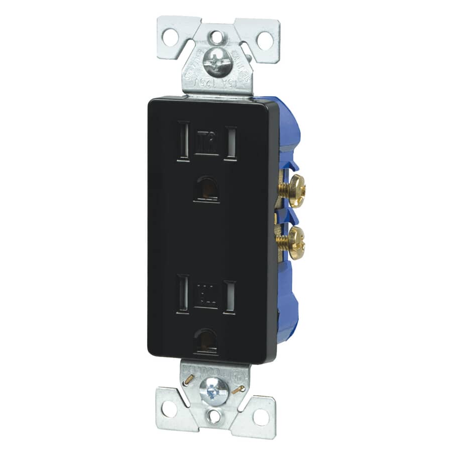 20 Amp Black Tamper Resistant Decorator Receptacle