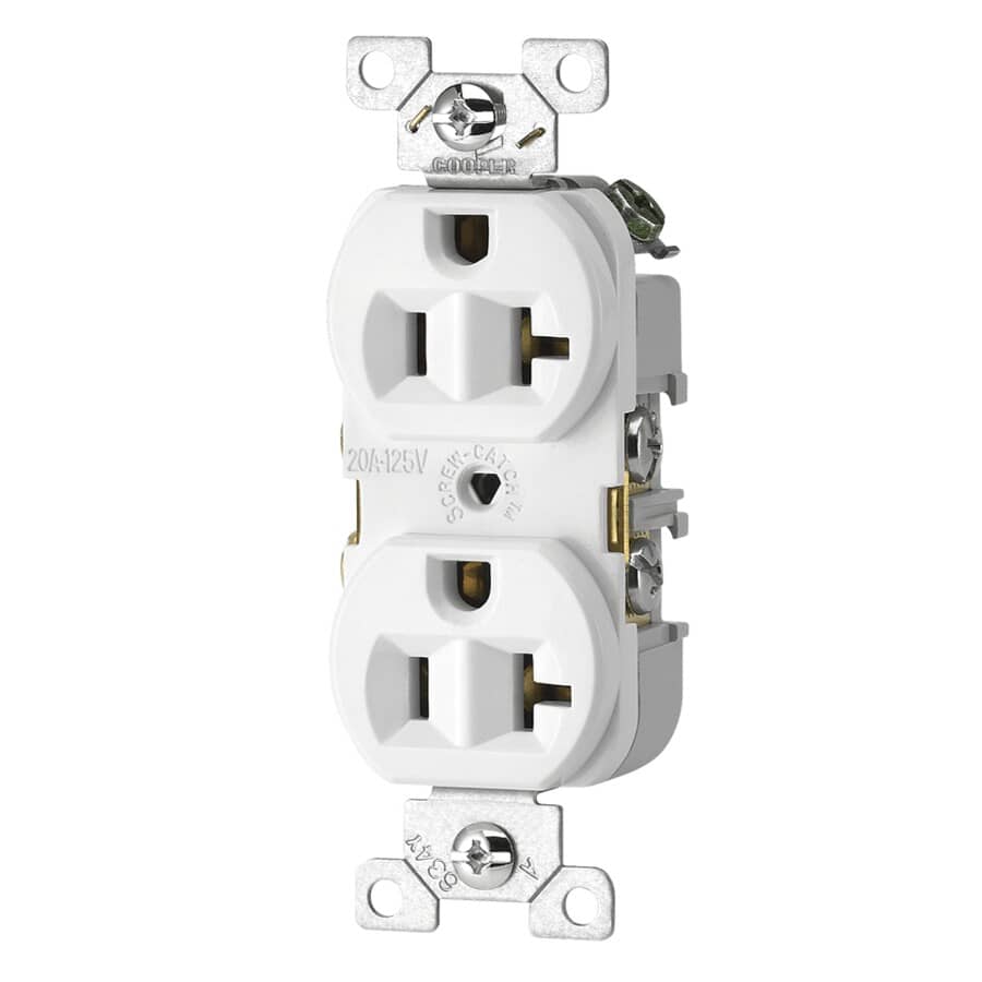 20 Amp White Duplex T-Split Receptacle