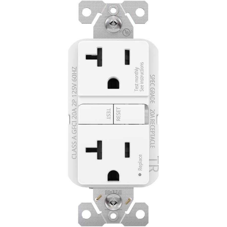 20 Amp White Self Test Tamper Resistant GFI Receptacle