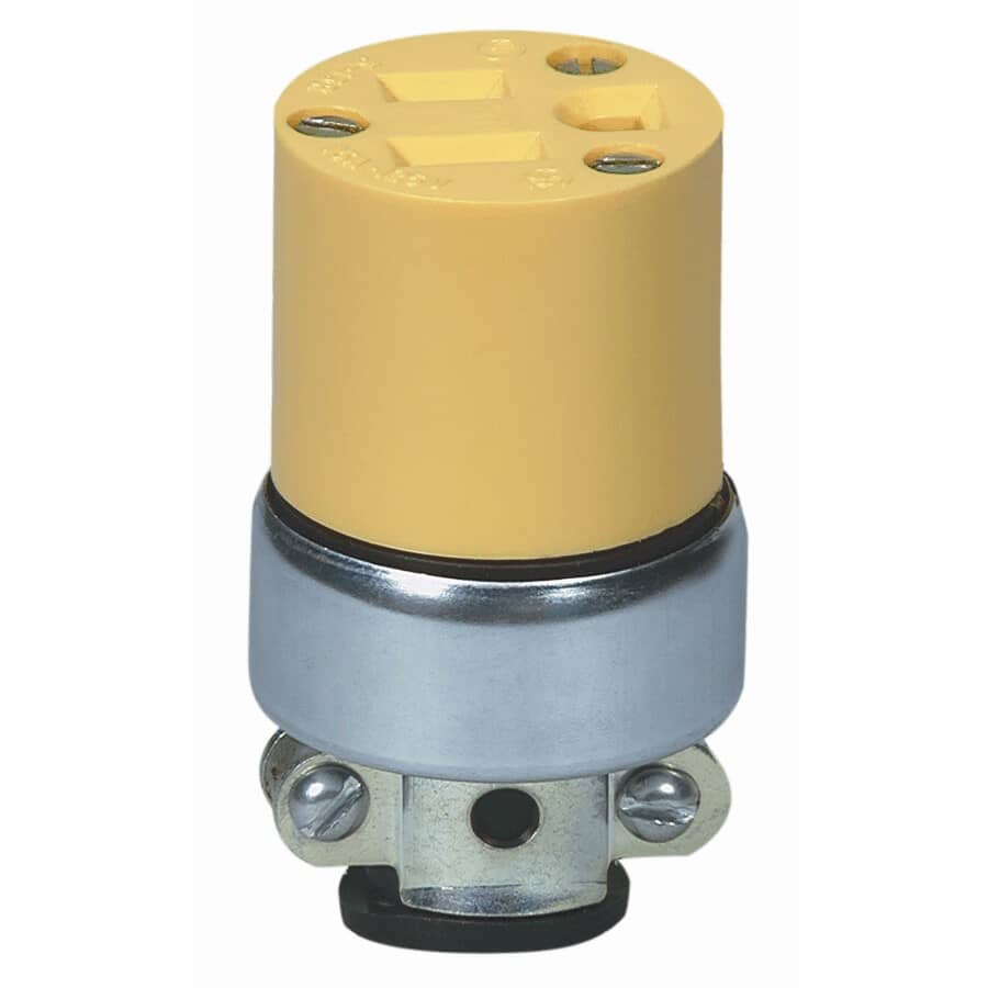 3 Wire 15 Amp 125V Yellow Armoured Electrical Connector