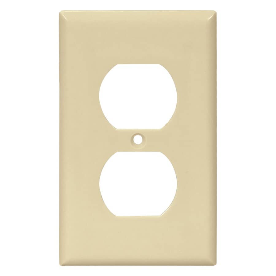 Ivory Plastic 1-Gang Duplex Receptacle Plate