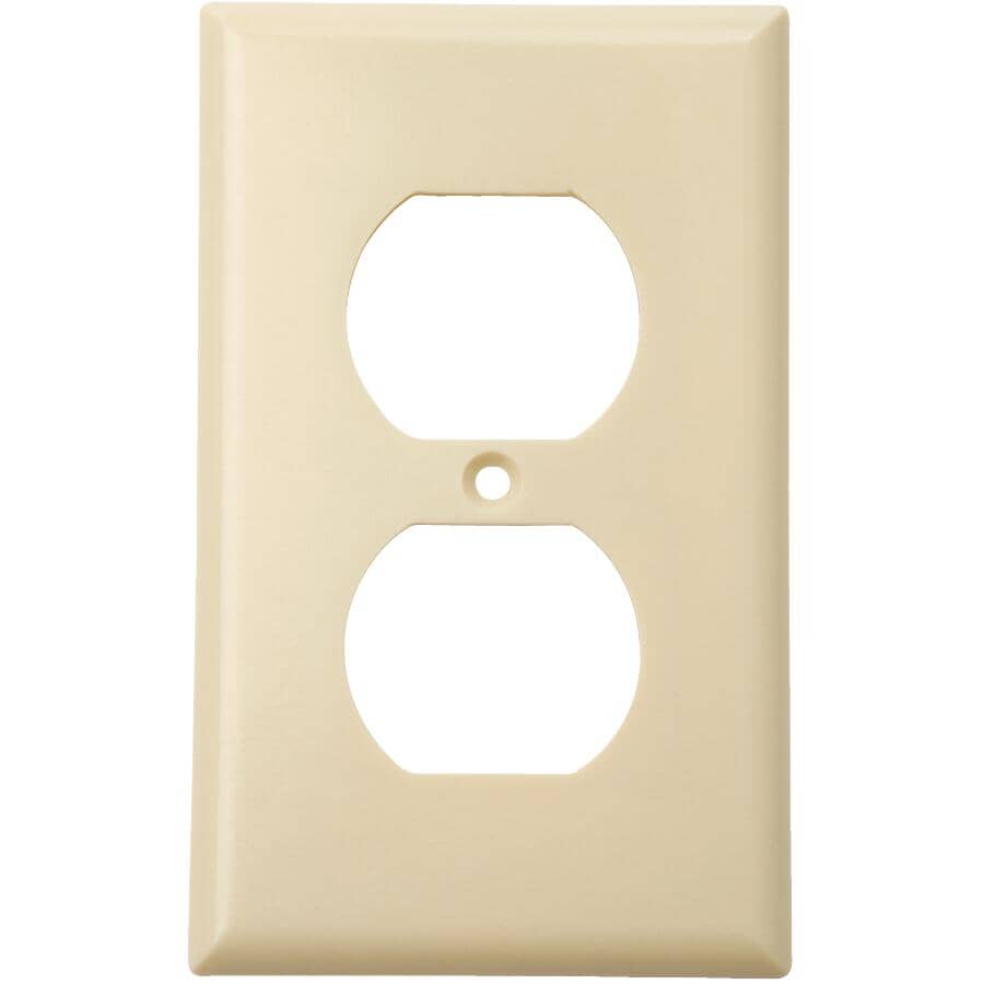 Ivory Plastic 1-Gang Duplex Receptacle Plates - 10 Pack