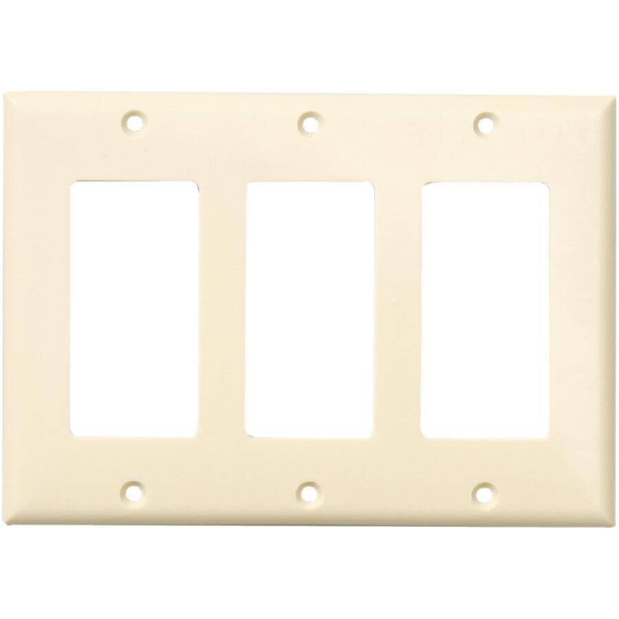 Ivory Plastic 3-Gang Decorator Wall Plate