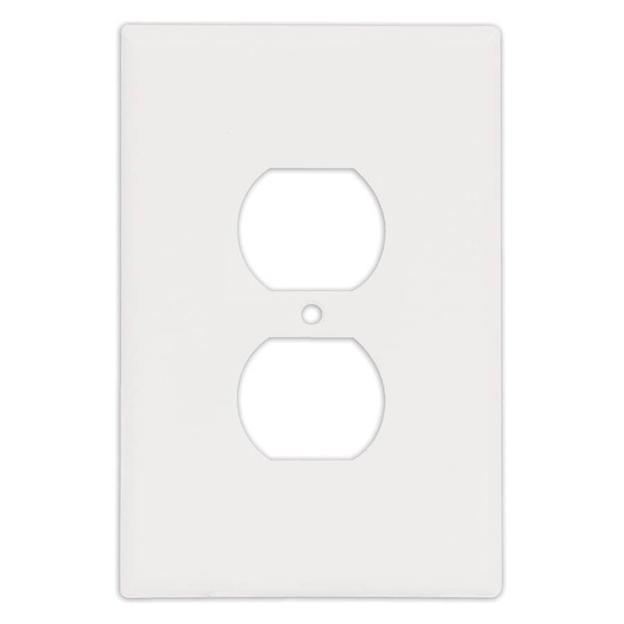 Jumbo White Plastic 1-Gang Duplex Receptacle Plate