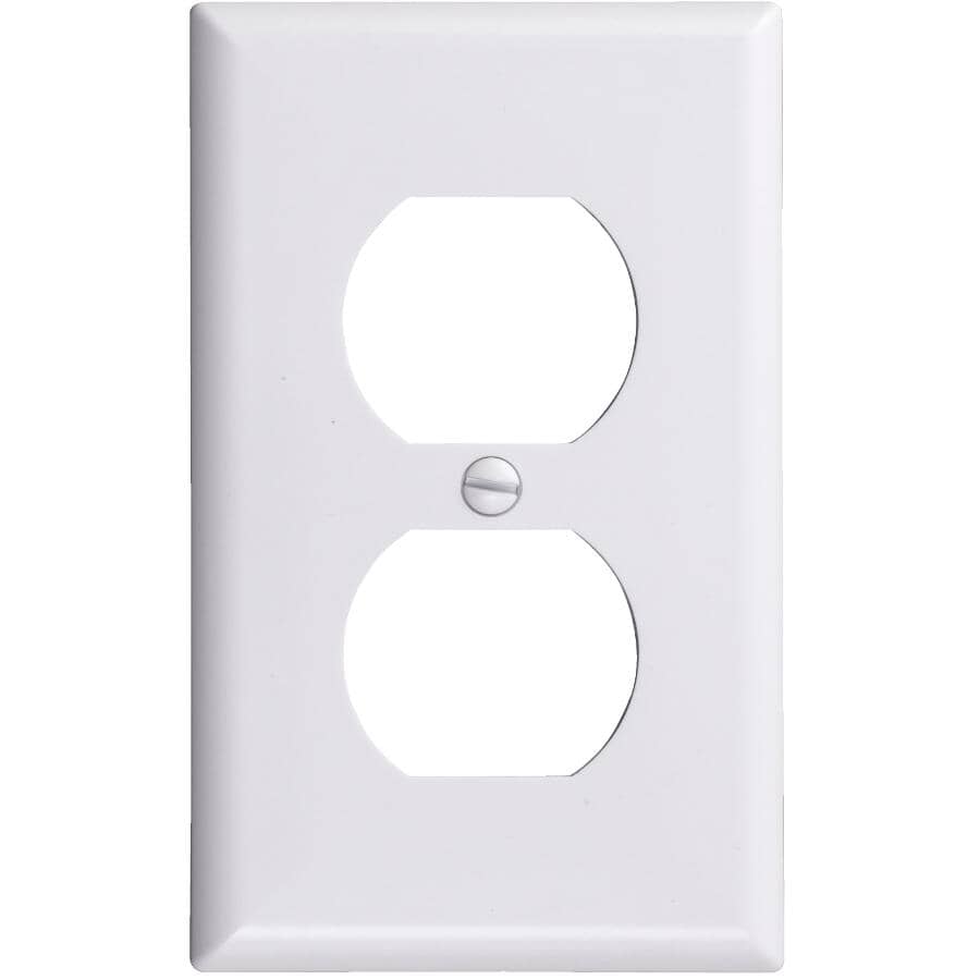 White Plastic 1-Gang Duplex Receptacle Plate