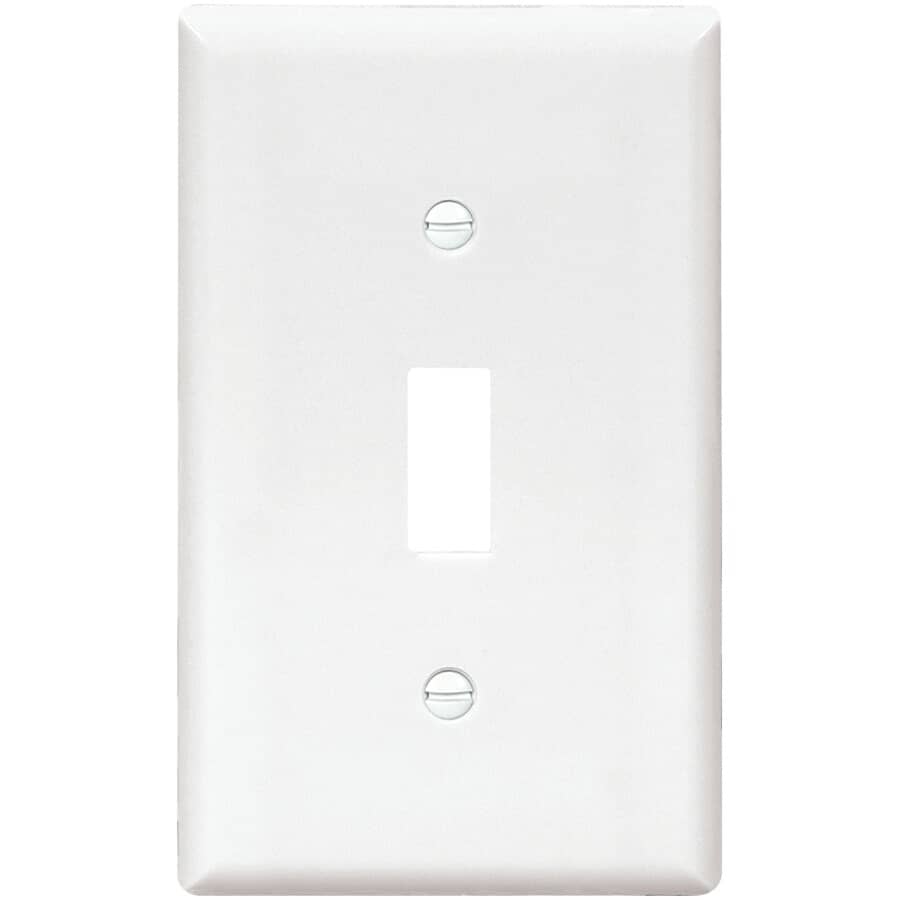White Plastic 1-Toggle Switch Plates - 10 Pack