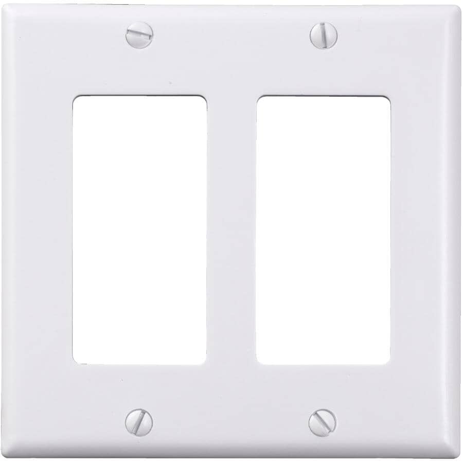 White Plastic 2-Gang Decorator Wall Plate