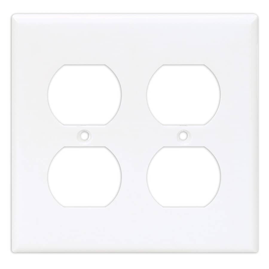 White Plastic 2-Gang Duplex Receptacle Plate