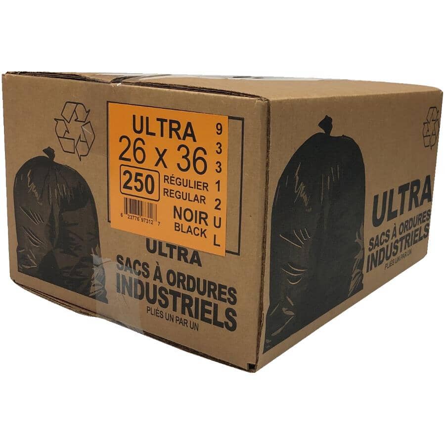 250 Pack 26" x 36" Regular Black Garbage Bags