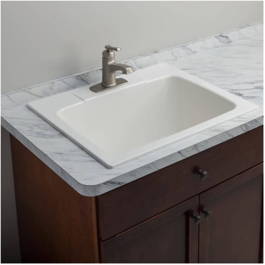 25" x 22" Fibreglass Drop-In Laundry Sink - White