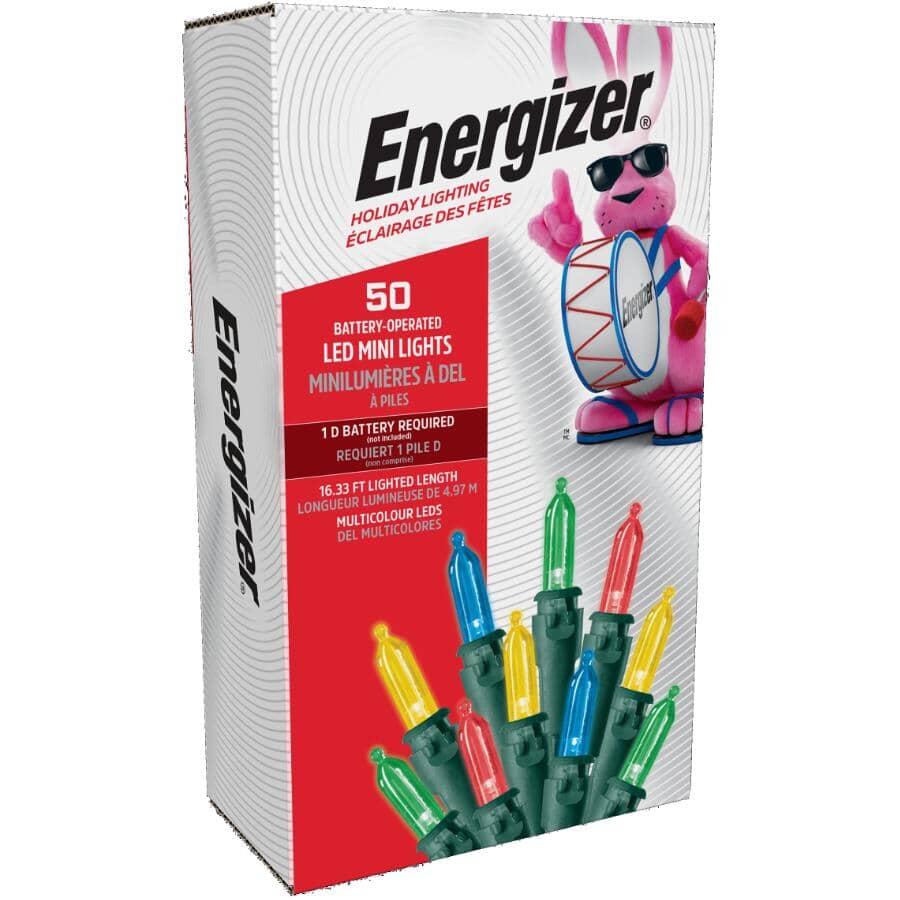 Battery Operated Mini Light Set - Multi-Colour, 50 LEDs