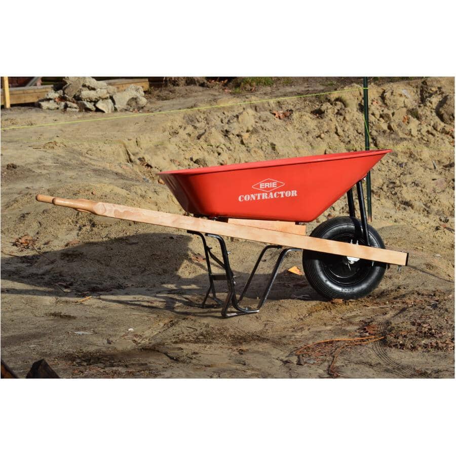 6 Cu. Ft Deluxe Steel Tray Wheelbarrow, with Wood Handles