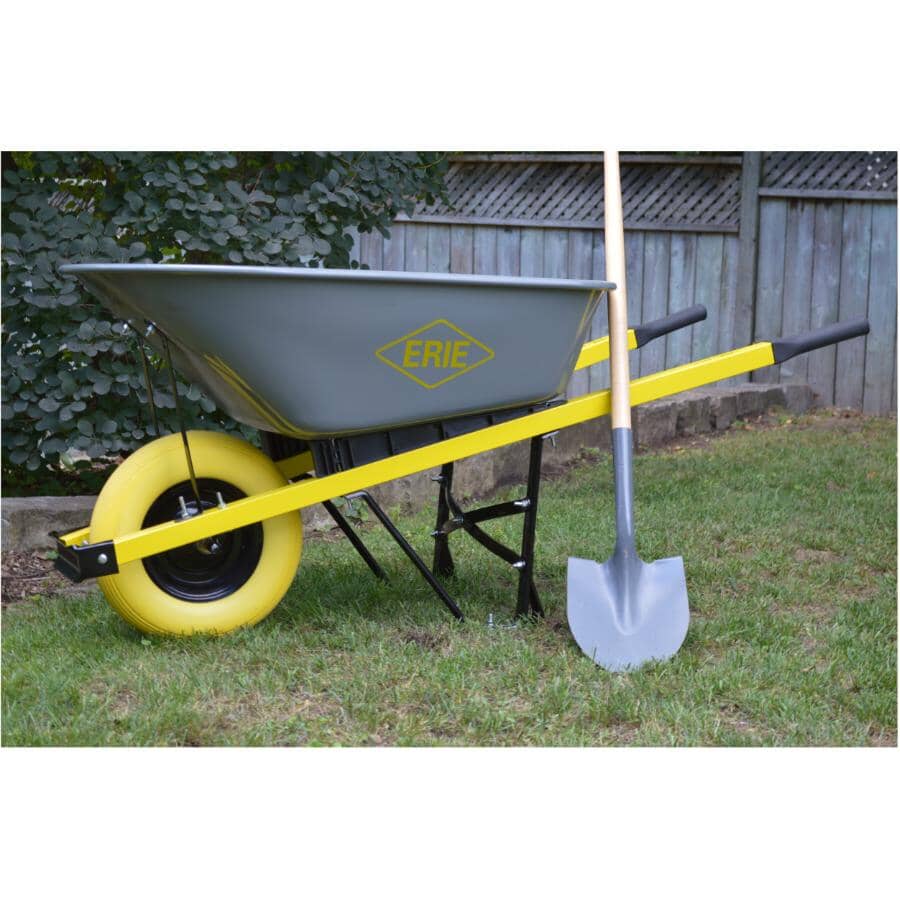 6 Cu. Ft. Landscaper/Contractor Wheelbarrow with Steel Tray and Flat Free Tire
