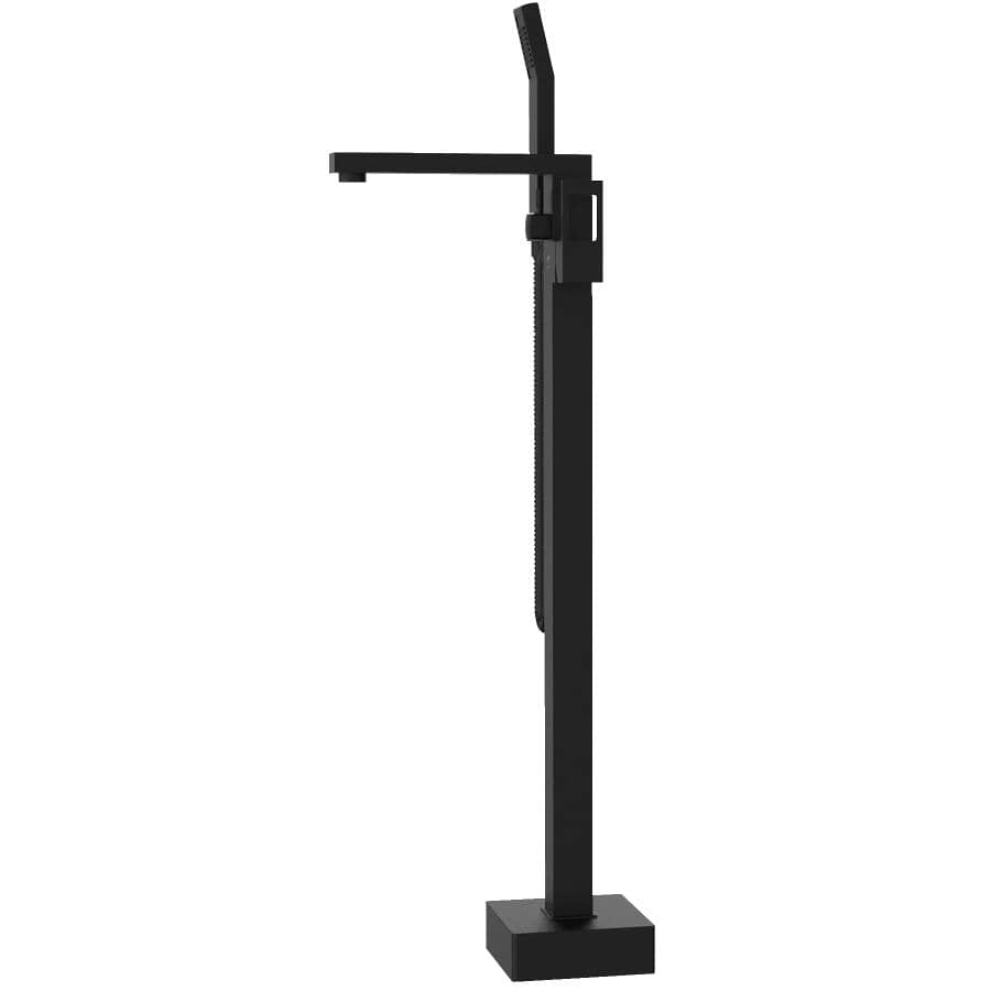 Quadrato Single Handle Freestanding Tub Faucet - with Hand Shower, Matte black